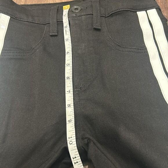 Rag & Bone Black Skinny Jeans w White Faux Leather Stripes on side, Size 24 - Picture 11 of 12